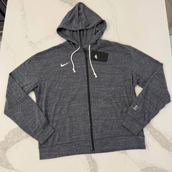 Nike Tops - Nike NWT Training FullZip Lightweight Hoodie Womens Large HeatherGray Athleisure